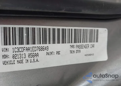 2014 Dodge Dart Se from USA, damaged, VIN 1C3CDFAA1ED768649